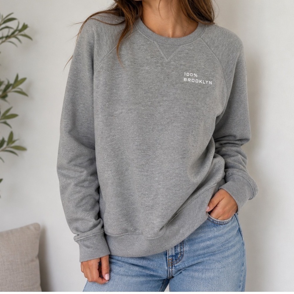 Everlane Gray Brooklyn Crewneck Sweatshirt Mens Womens Unisex Cozy Pullover r2
